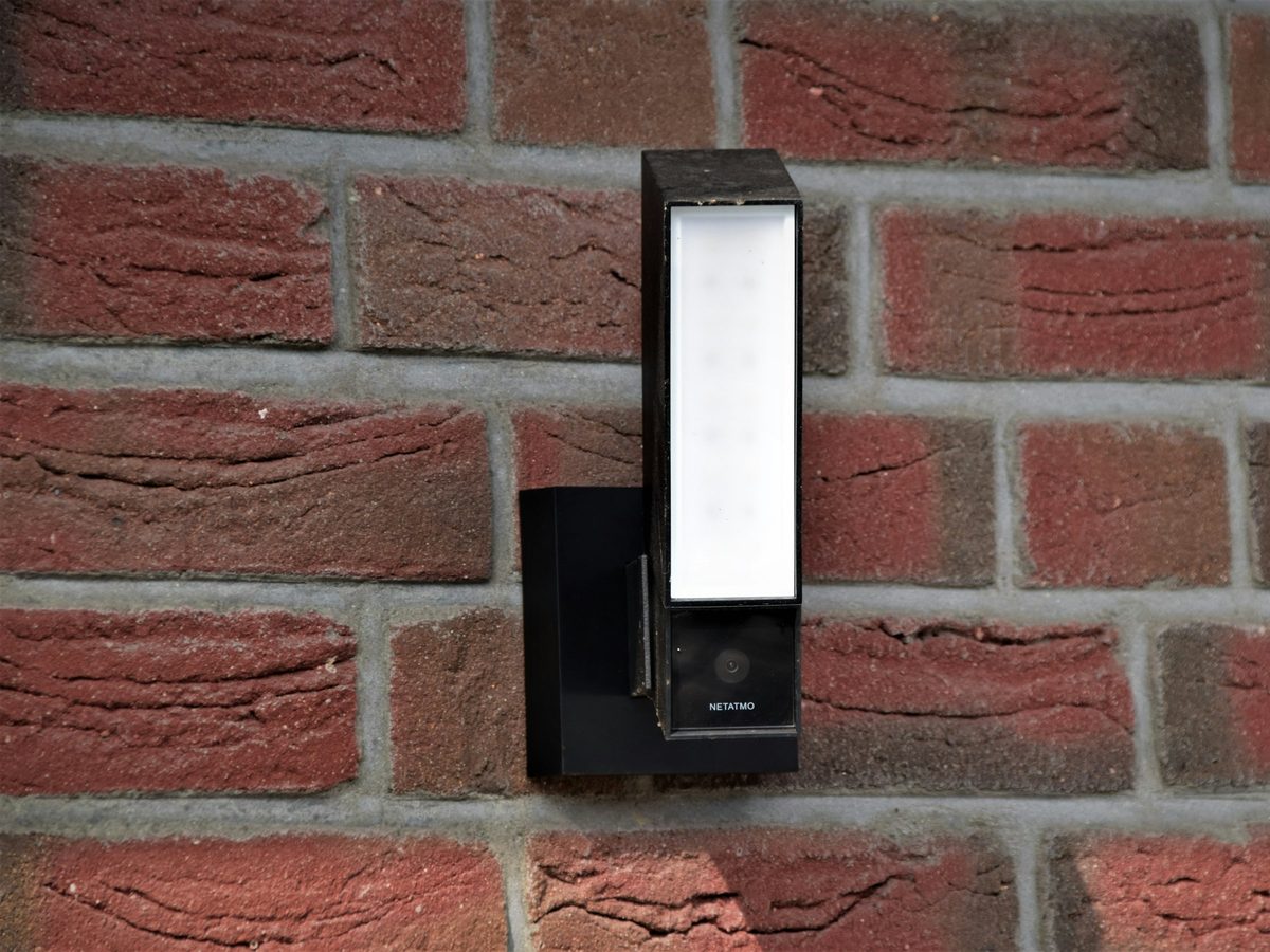 A video door station beside an entrance